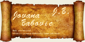 Jovana Babović vizit kartica